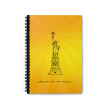 Load image into Gallery viewer, Enlighten The World Notebook with Statue of Liberty illustration. An Inspirational Notebook / Journal from Enlighten Me...® Books