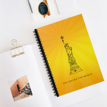 Load image into Gallery viewer, Enlighten The World Notebook with Statue of Liberty illustration. An Inspirational Notebook / Journal from Enlighten Me...® Books
