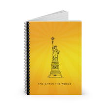 Load image into Gallery viewer, Enlighten The World Notebook with Statue of Liberty illustration. An Inspirational Notebook / Journal from Enlighten Me...® Books