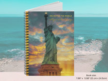 Load image into Gallery viewer, Statue of Liberty 'Enlighten The World' Notebook | Freedom | Shine | Shine Your light | Inspirational Notebook Gifts | Journals