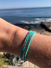 Load image into Gallery viewer, Turquoise / Gold toned Bead Necklace/ Bracelet