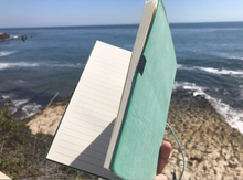 Load image into Gallery viewer, 'Enlighten Me...®' Turquoise/ Teal Vegan leather Journal Notebook (+ USB memory stick)