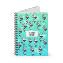 Load image into Gallery viewer, ['Mermaid Memos']:  Turquoise Mermaid, Spiral Lined Notebook  | Ocean | Beach themed gifts |  Notebook gifts |  Mermaid gifts |
