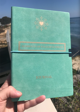 Load image into Gallery viewer, 'Moments of Enlightenment'™ - Turquoise/ Teal Vegan Leather Journal Notebook (from Enlighten Me...® Books) + USB memory stick
