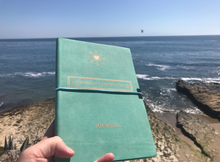Load image into Gallery viewer, 'Moments of Enlightenment'™ - Turquoise/ Teal Vegan Leather Journal Notebook (from Enlighten Me...® Books) + USB memory stick
